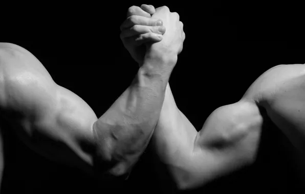 Picture white, black, Arm wrestling