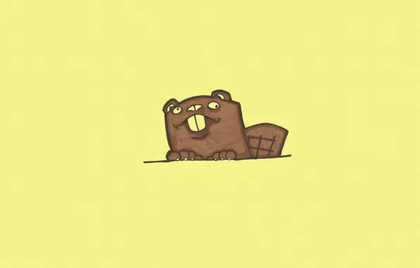 Animal, minimalism, tail, beaver, yellow background, Peeps, beaver