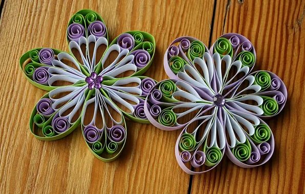 Picture fantasy, tree, curls, colored paper, paper flowers, quilling, paper art