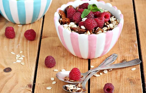 Raspberry, mint, muesli