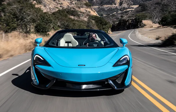 Road, McLaren, supercar, front view, 2018, Spider, 570S