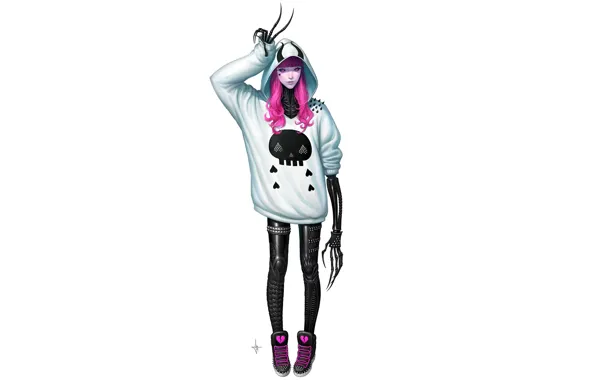 Girl, style, minimalism, art, claws