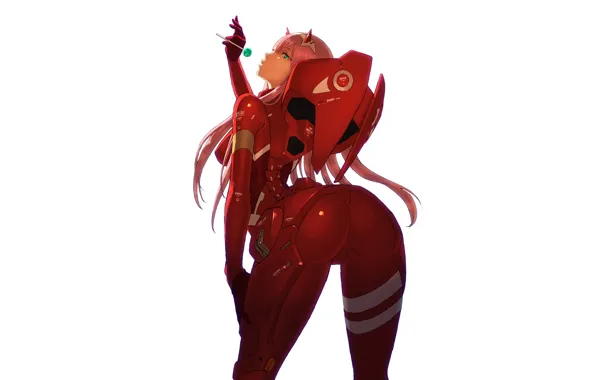 Girl, anime, art, candy, jumpsuit, 002, Darling In The Frankxx, Cute in France