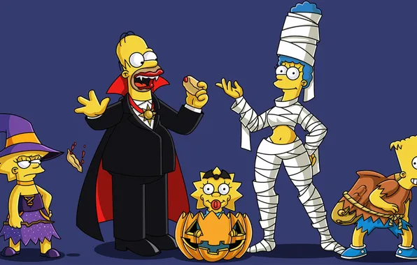 Picture holiday, family, Halloween, Simpsons, cartoon, simsony