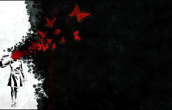 Void, butterfly, blood, shot, Woman, picolet