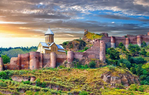 City, summer, georgia, panorama, fortress, caucasus, tbilisi, narikala
