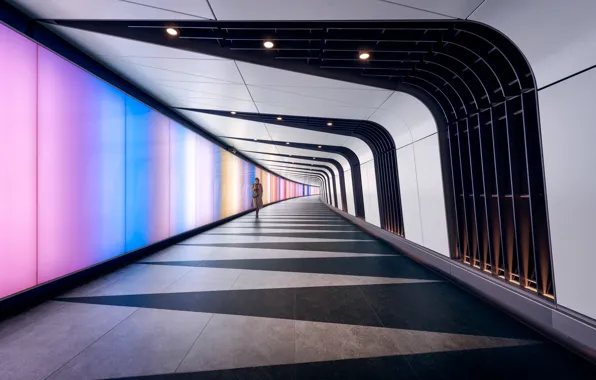 Wall, woman, the tunnel, passerby