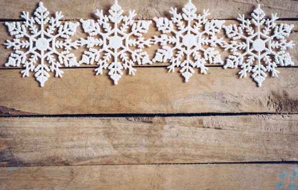 Picture winter, snowflakes, tree, Board, New Year, new year, wood, winter