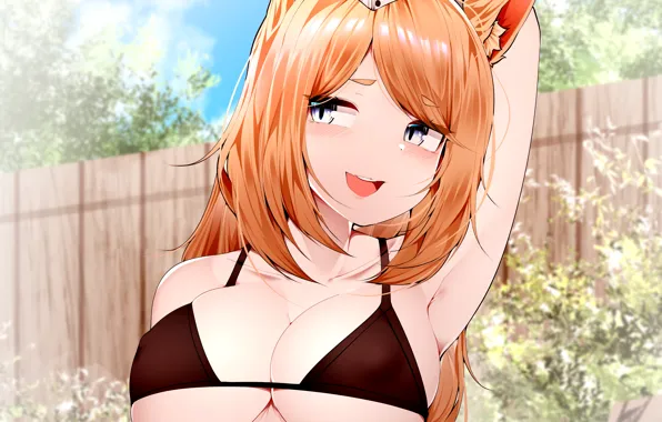Girl, sexy, cleavage, long hair, boobs, anime, beautiful, purple eyes