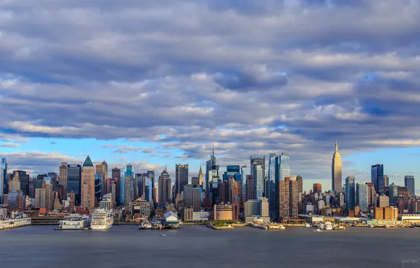 The city, panorama, Manhattan, New Jersey, Weehawken, Нamilton Park