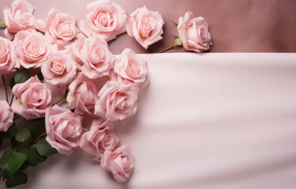 Flowers, holiday, roses, bouquet, pink, buds, pink background, March 8
