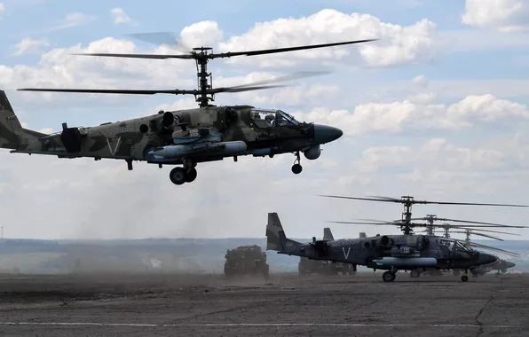 Dust, two, the rise, helicopters