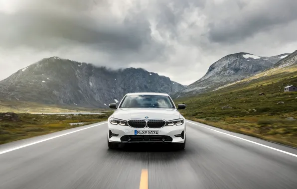 Picture White, Road, BMW 3-Series, 2019, German Car
