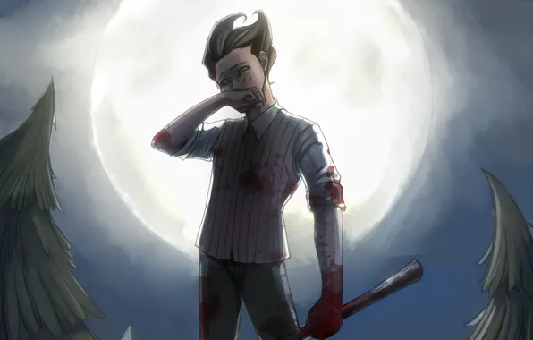 The moon, blood, the game, ate, art, guy, Wilson, Don't Starve