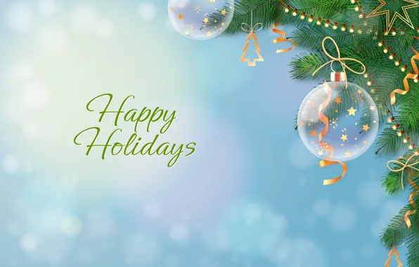 Balls, branches, the inscription, graphics, blue, Christmas, transparent, New year