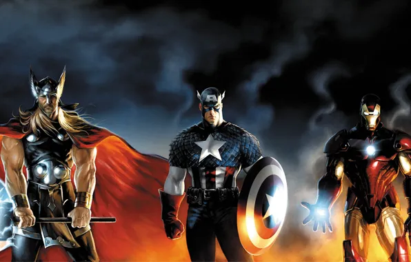 Picture marvel, Iron Man, Captain America, heroes, Thor
