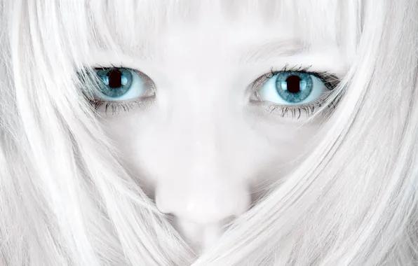 White, eyes, hair, 155