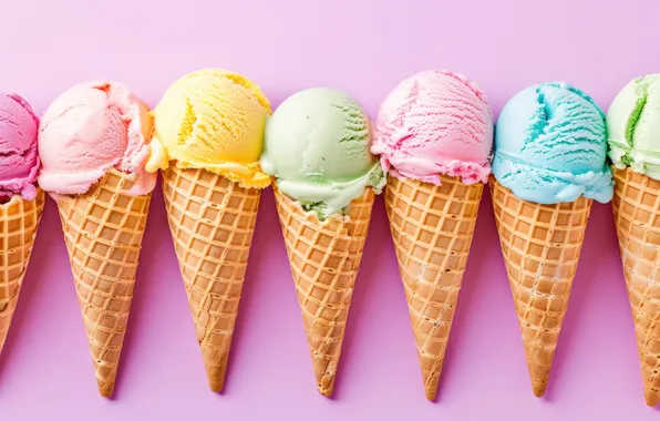 Colorful, ice cream, horn, ice cream, cone