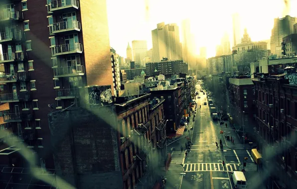 Picture road, auto, the sky, the city, people, building