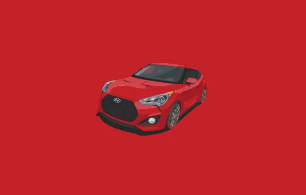Red, Car, Hyundai, Veloster, Minimalistic
