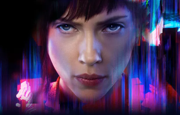 Picture Scarlett Johansson, cinema, mecha, anime, movie, face, brunette, film