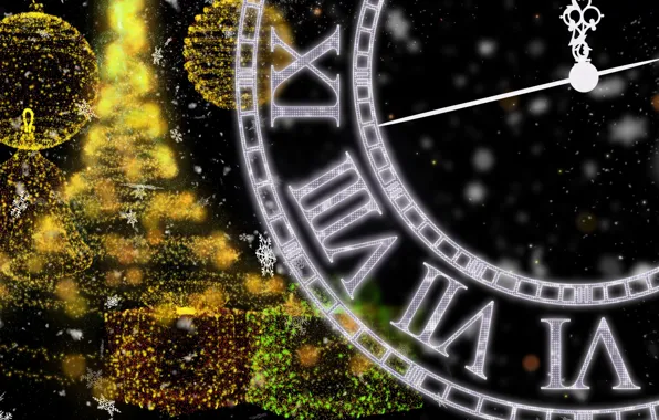 Winter, snow, snowflakes, night, time, lights, the dark background, rendering
