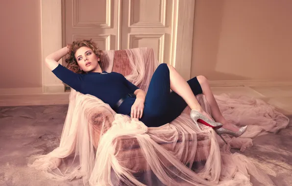 Girl, pose, photo, makeup, actress, Scarlett Johansson, shoes, legs