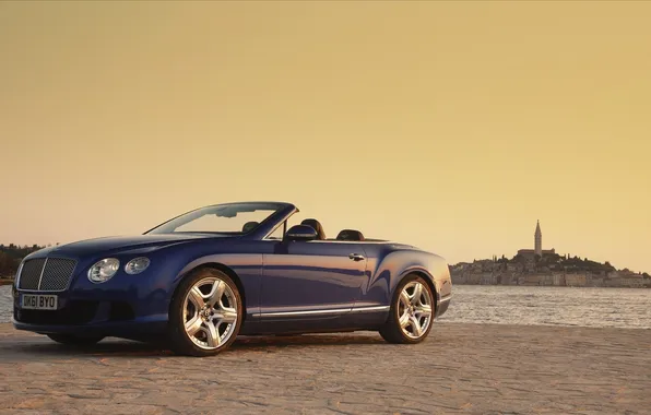 Sunset, shore, continental, bentley, the front, Bentley, continental, gtc