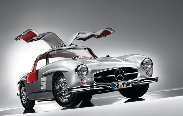 Picture Mercedes-Benz, door, silver, sports car, classic, Mercedes, 1954, the front