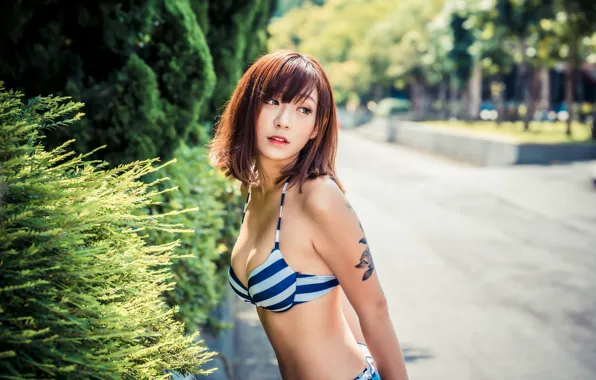 Picture swimsuit, summer, girl, face