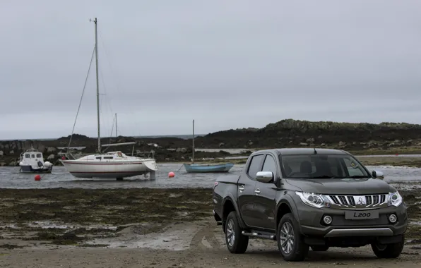 Water, shore, Mitsubishi, pickup, L200, 2015