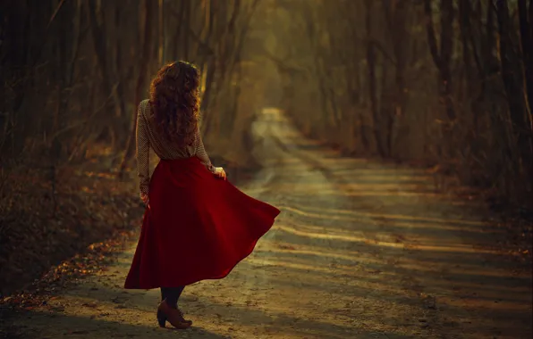 Picture autumn, girl, hair, skirt, blouse, Monica Lazar