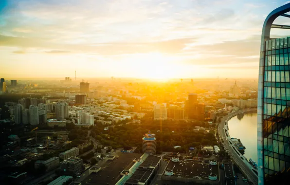 City, light, summer, sky, blue, panorama, beautiful, view