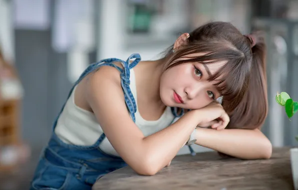 Look, girl, Asian, cutie, bokeh