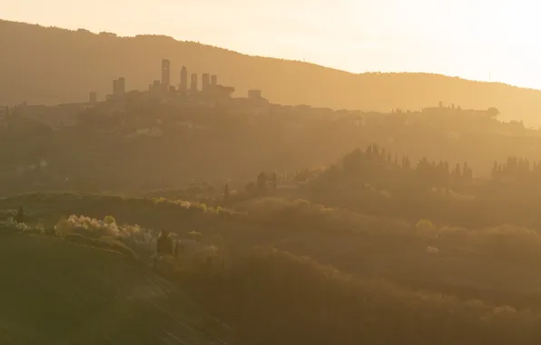 Picture Italy, over the city, in the province of Siena