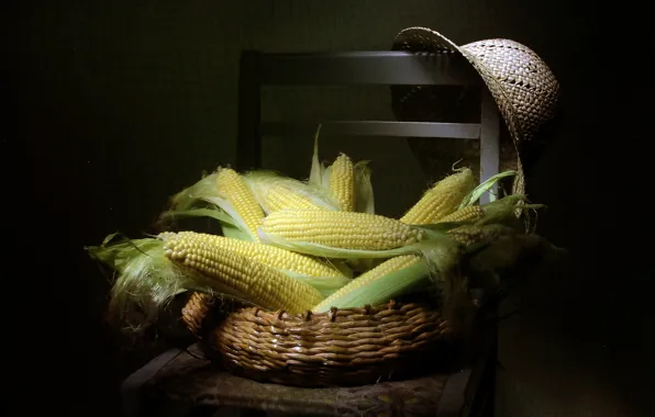 Picture hat, corn, chair