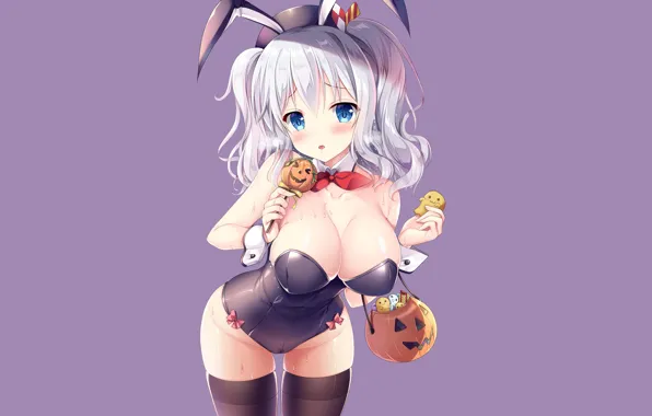 Girl, sexy, wet, cleavage, halloween, thighhighs, long hair, boobs