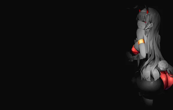 Ass, smile, the dark background, positive, anime, anime, monochrome, devil