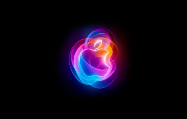 Technology, Apple logo, Vibrant, Black background, Apple Event, Dark aesthetic, Colorful art