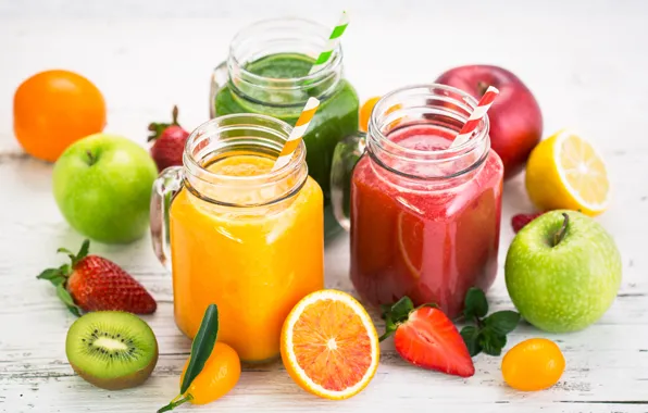 Picture apples, kiwi, strawberry, berry, juice, banks, fruit, citrus