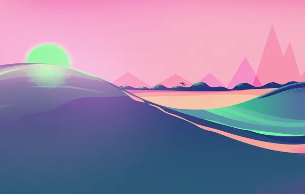 Sunset, The sun, Minimalism, Star, Style, Background, Style, Illustration