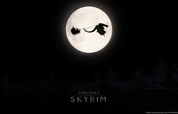 The moon, dragon, new year, skyrim
