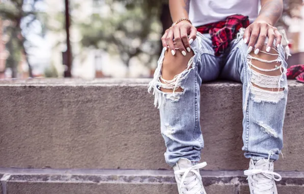 Picture summer, girl, jeans, legs