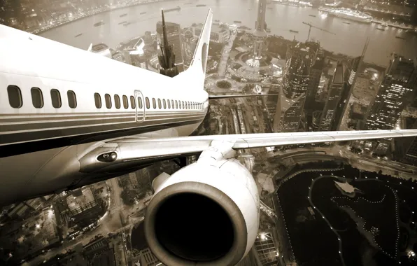 The city, the plane, river, engine, the rise, Windows