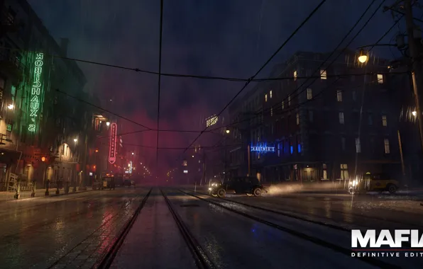 Night, city, neon, signs, night city, slush, the city of lost heaven, Mafia