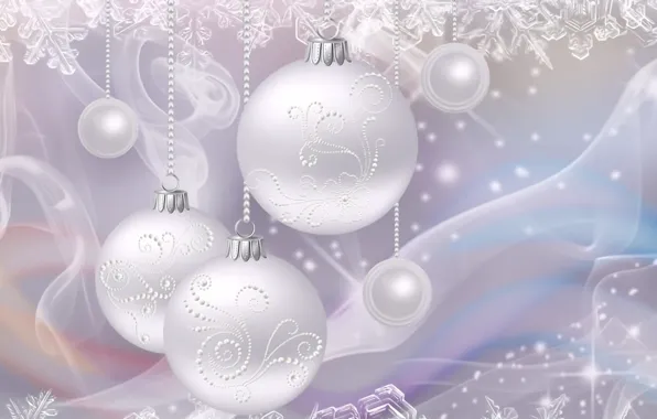 Snowflakes, rendering, holiday, figure, New year, picture, Christmas decorations, silver background