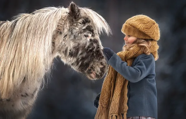 Picture mood, girl, pony, horse