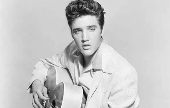 Picture look, retro, music, guitar, black and white, actor, musician, beautiful