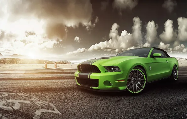 Picture green, Mustang, Ford, Shelby, GT500, Mustang, green, before