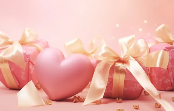 Love, holiday, heart, heart, gifts, hearts, heart, pink background